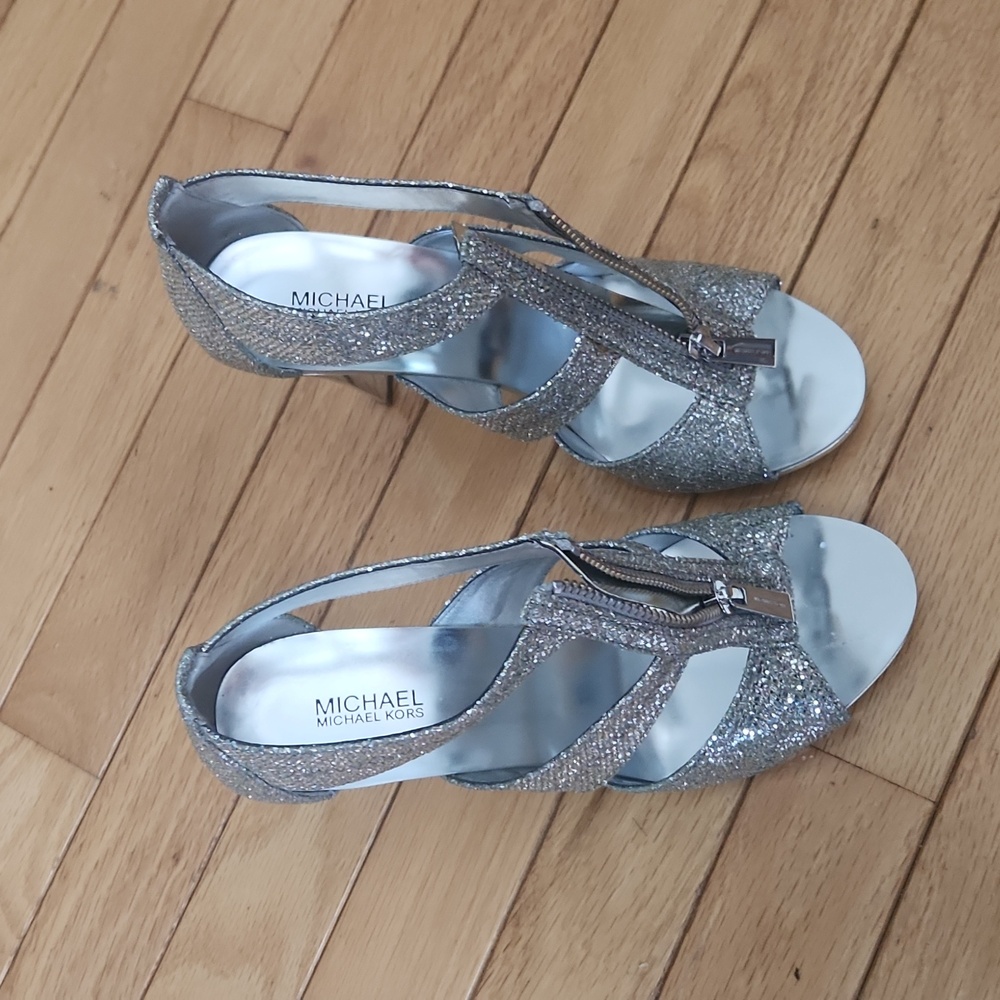 Michael kors glitter heel size 7.5 silver